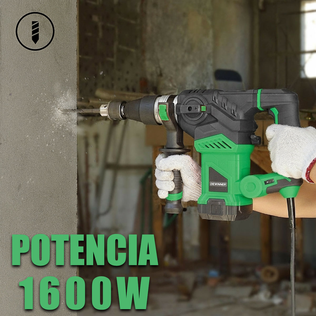Rotomartillo Industrial 32g DEWINNER Sds Con1600w De Potencia