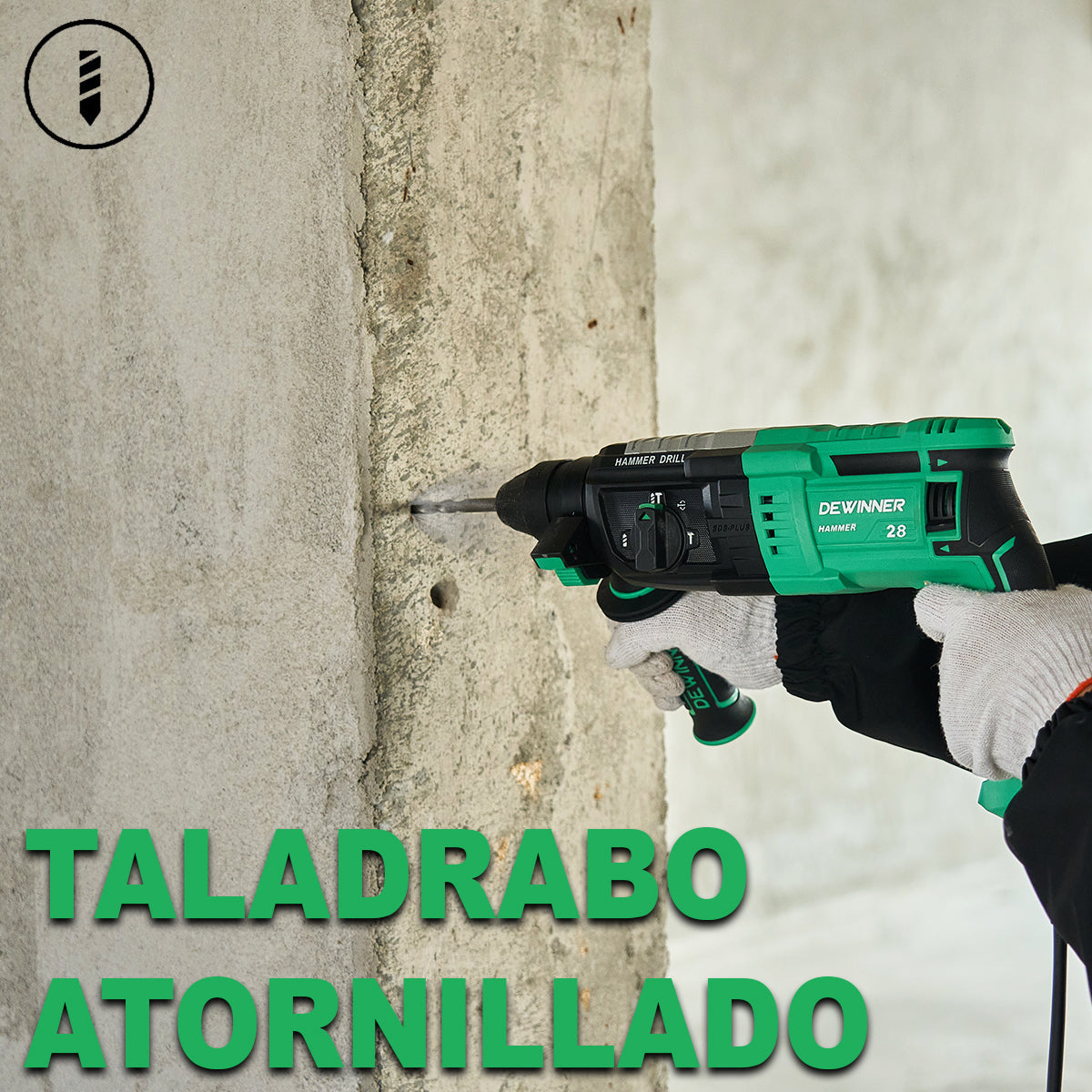 Taladro Rotomartillo Sds Plus 1080w 4 Modos Con 6 Accesorios Profesional Dewinner
