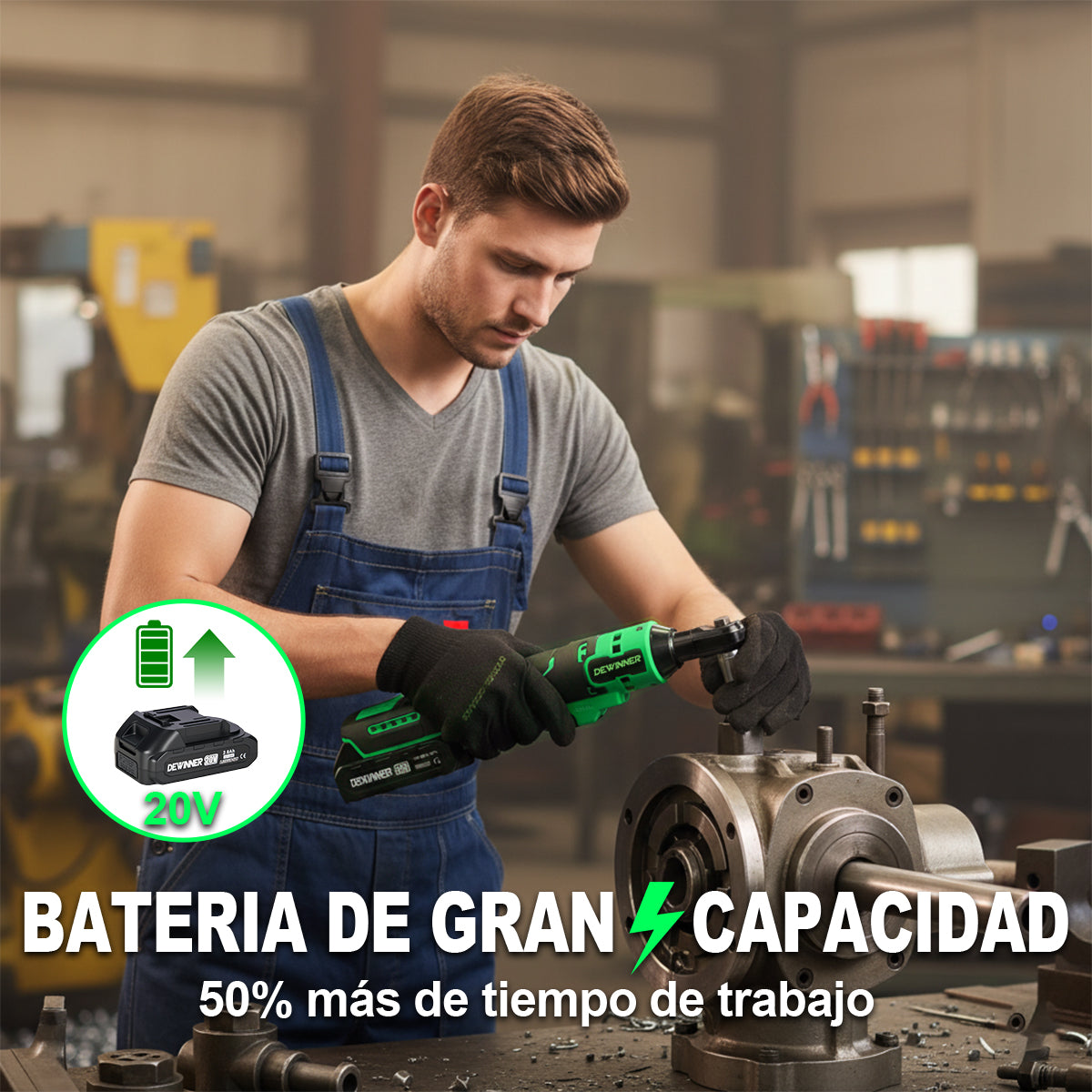 Matraca De Impacto Eléctrica 12.0V Batería, 65Nm Y 7 Dados 3/8 Pulgadas(10Mm-17Mm) Dewinner