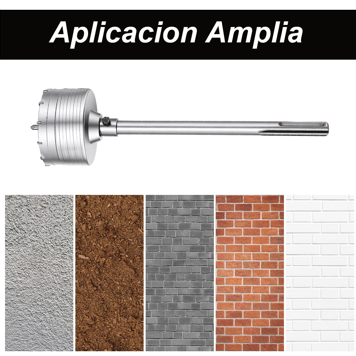 10 Brocas Pasamuros Sacabocas Para Sds Plus Y Max 35-110mm+ 6 Broas Concreto Con Estuche Dewinner