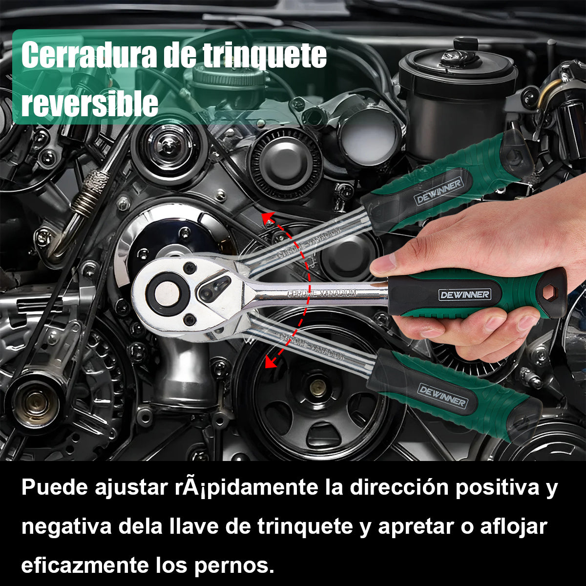 Juego de herramientas profesionales con llave de trinquete DEWINNER de 12 piezas