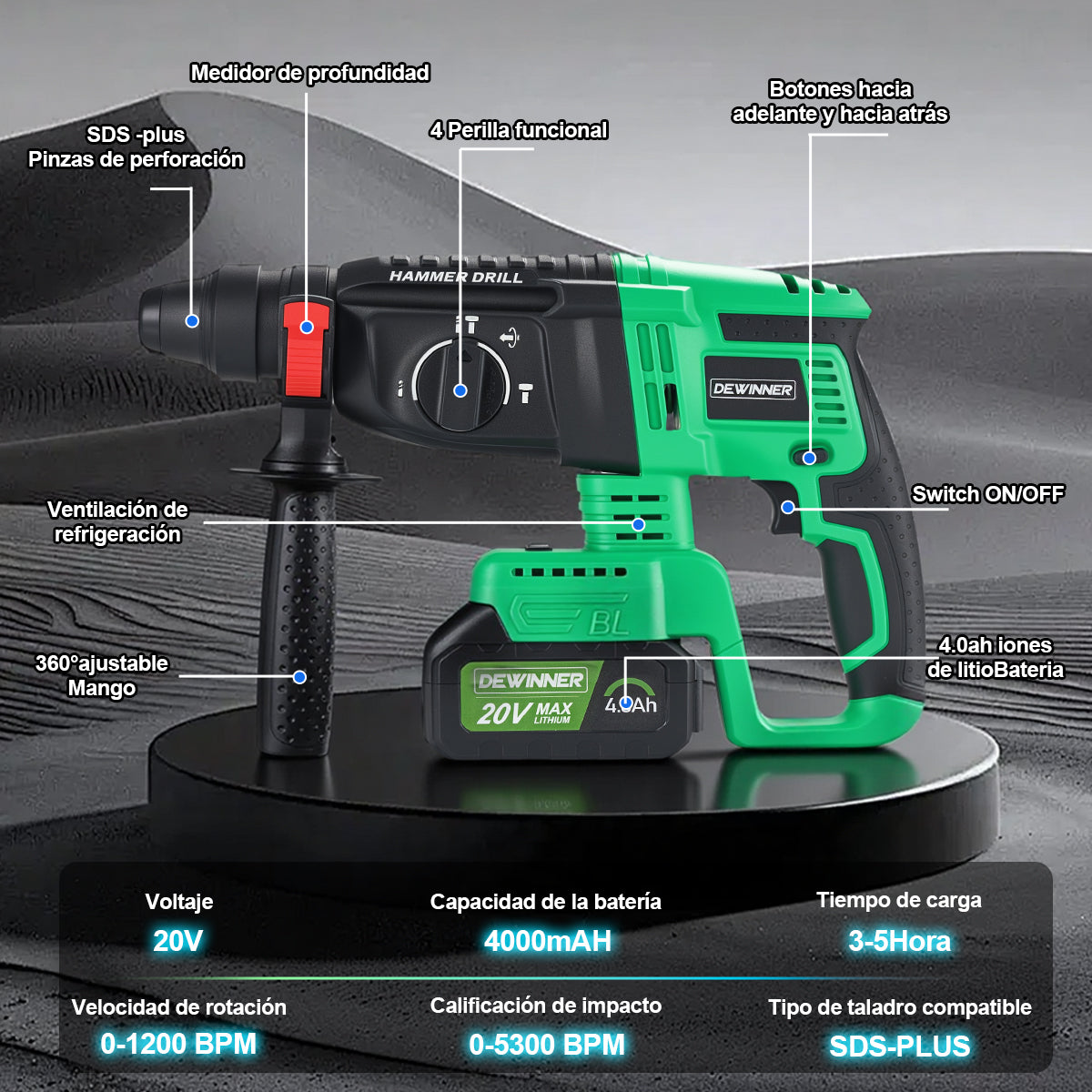 Dewinner VW52 Rotomartillo  inalámbrico