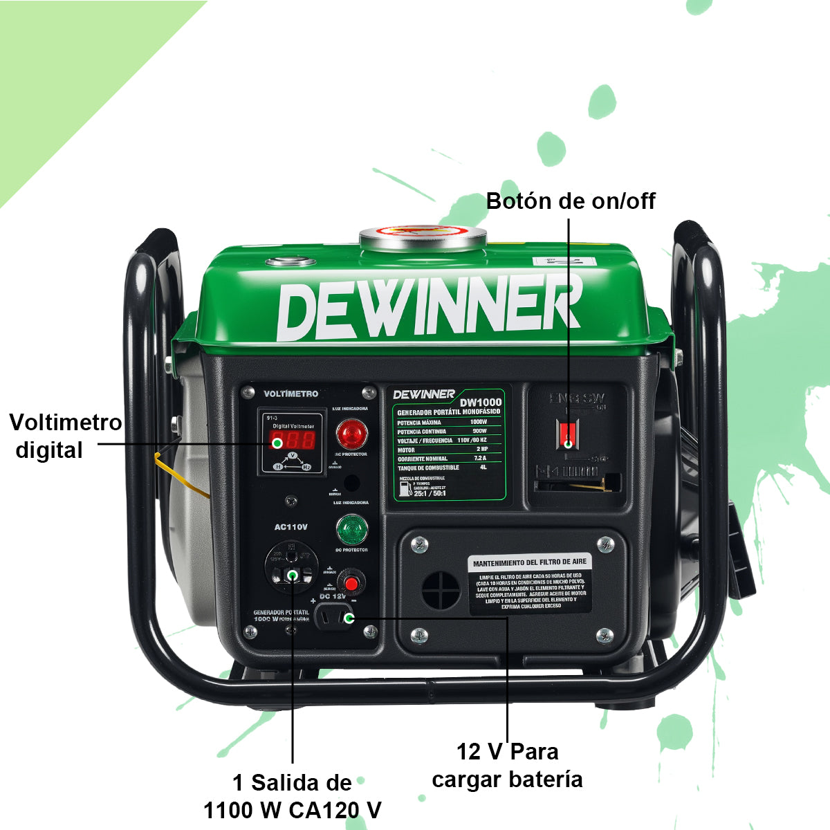 GENERADOR PORTÁTIL MONOFÁSICO  1000W DEWINNER