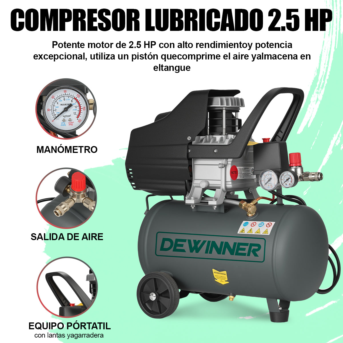 Compresor De Aire 25L 2.5HP Dewinner