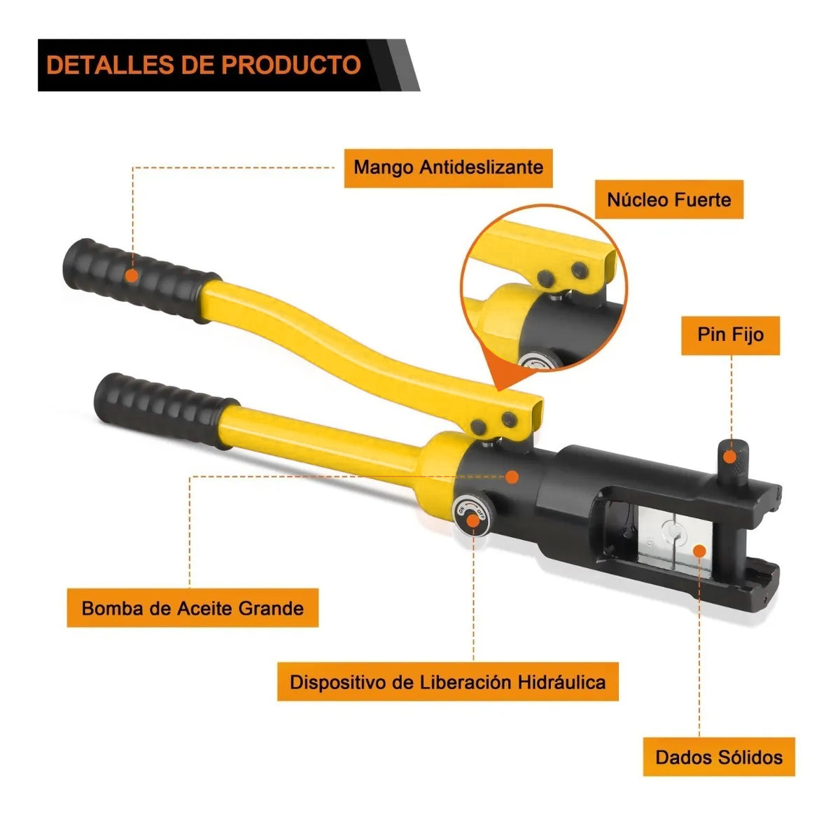 Juego de herramientas de crimpado hidráulicas DEWINNER de 16 t (30 piezas)