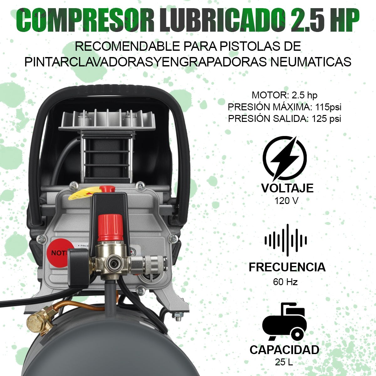 Compresor De Aire 25L 2.5HP Dewinner