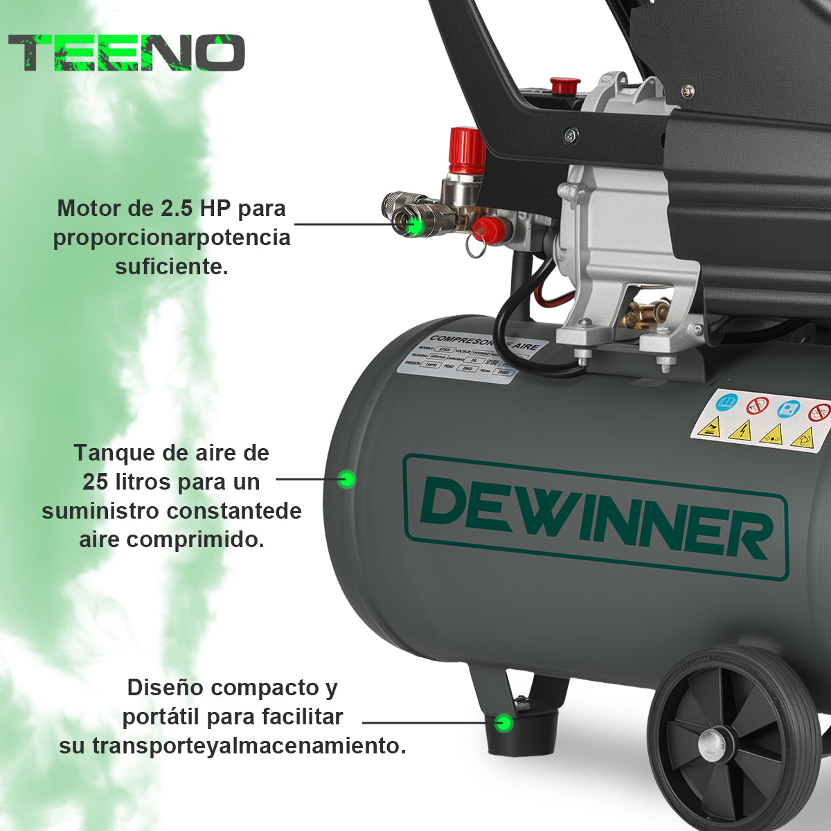 Compresor De Aire 25L 2.5HP Dewinner