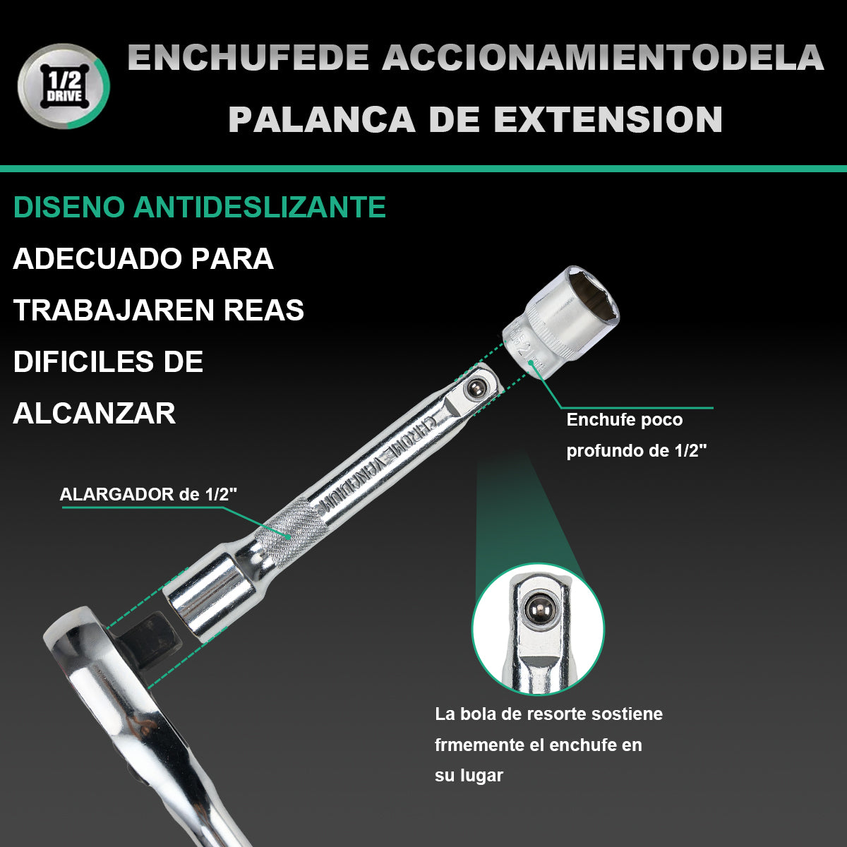 Juego de herramientas profesionales con llave de trinquete DEWINNER de 12 piezas