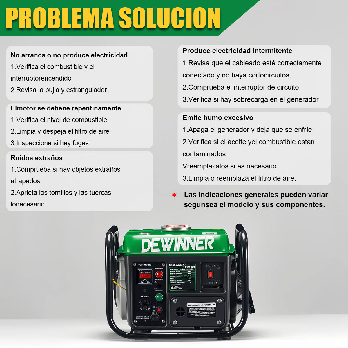 GENERADOR PORTÁTIL MONOFÁSICO  1000W DEWINNER