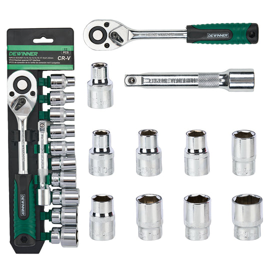 Juego de herramientas profesionales con llave de trinquete DEWINNER de 12 piezas