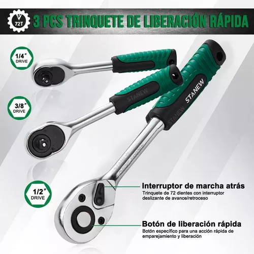 Juego De Dados 172 Piezas Stanew Llaves Autocle Con Estuche