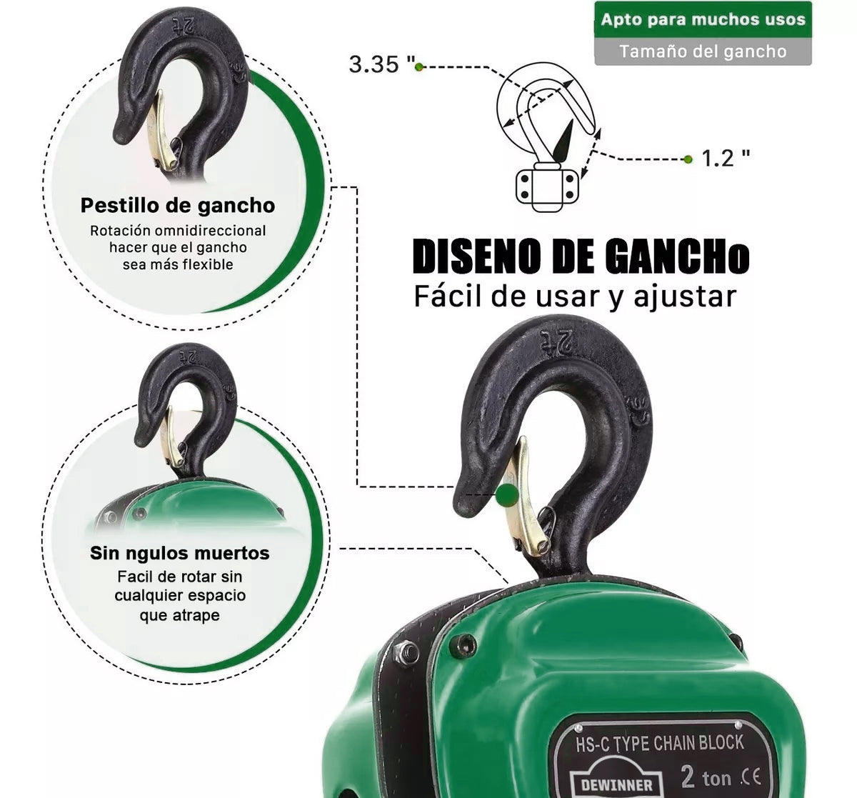 Polipasto De Cadena Triangular2 Tonelada 6 Metros DEWINNER