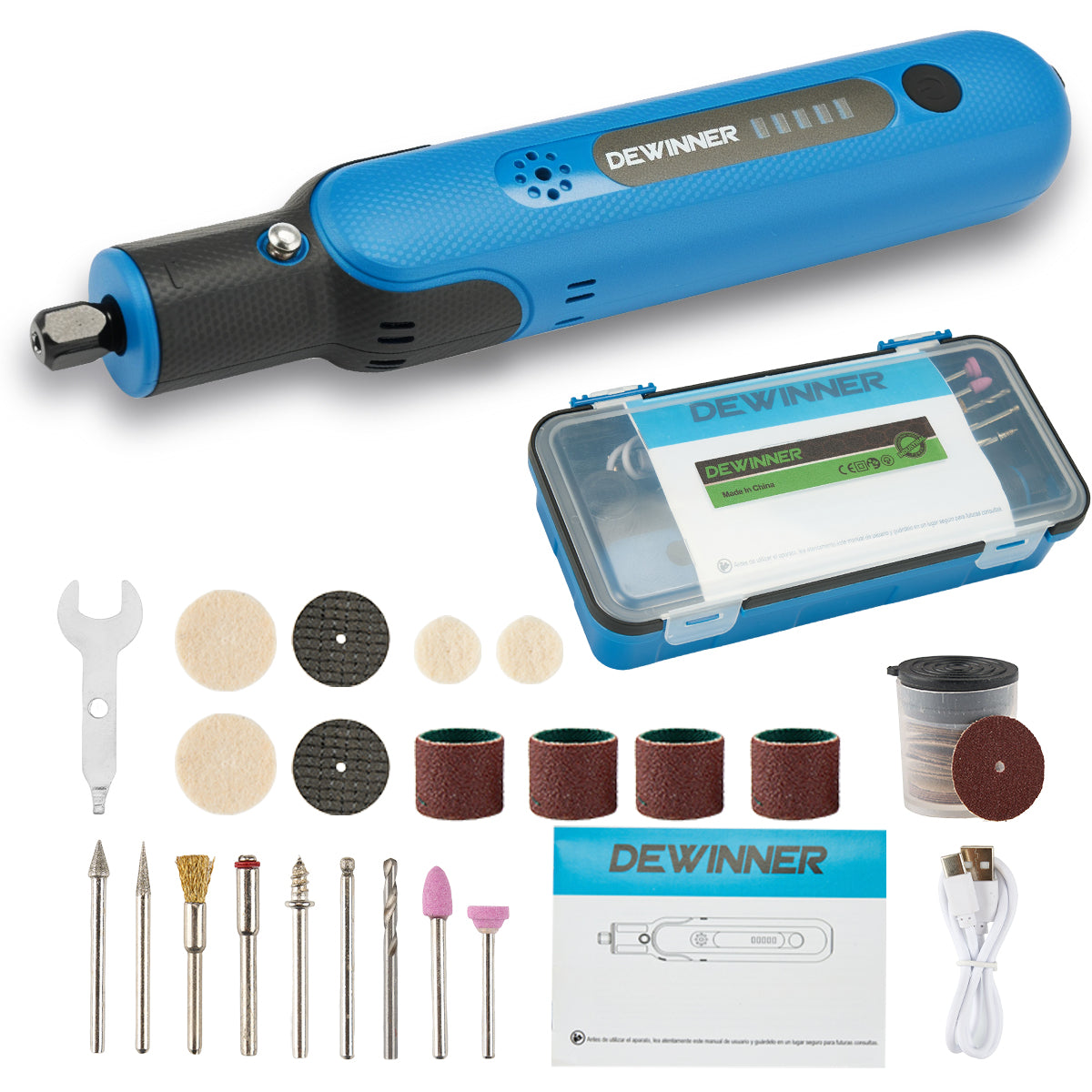 Mini Mototool Inalámbrico 5 Velocidades Con 30 Accesorios Dewinner