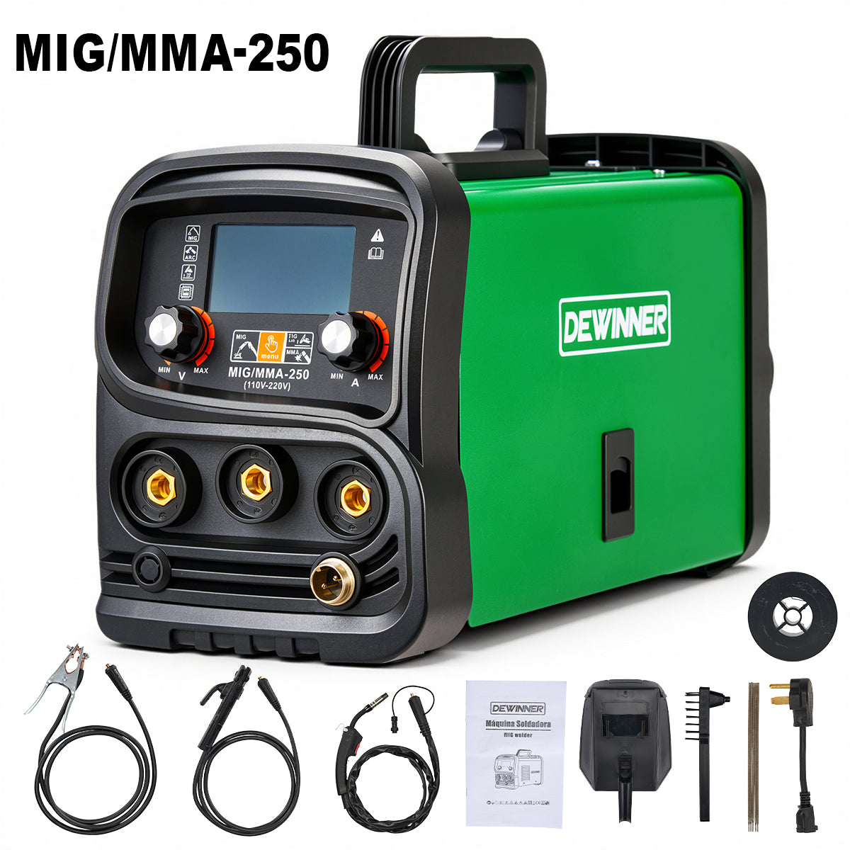 Máquina De Soldar Profesional Dewinner – MIG/MMA-250 (110V–220V)