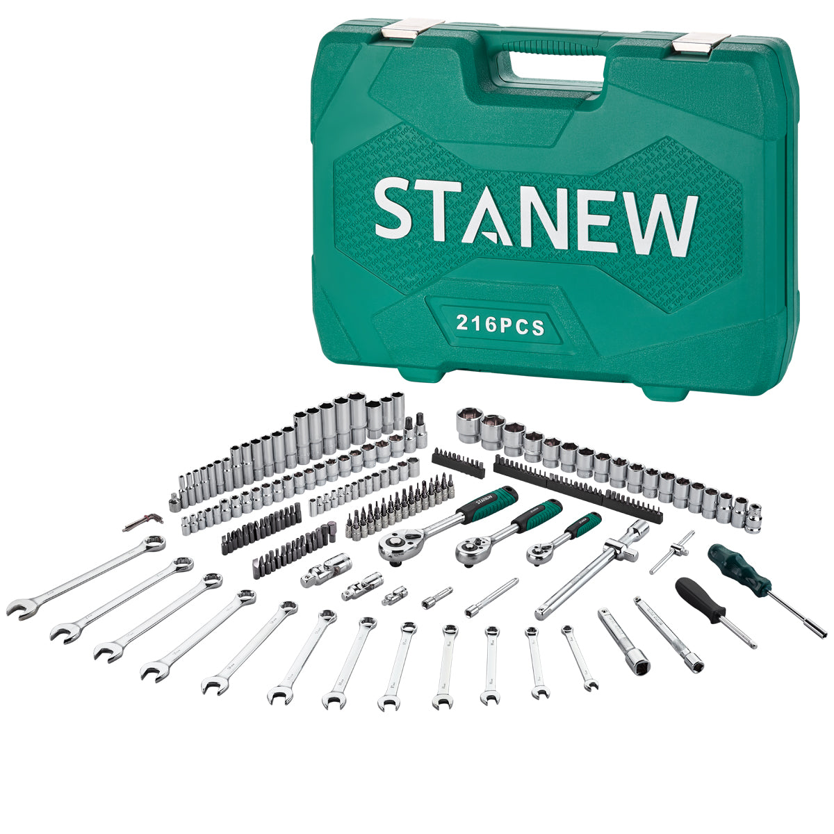 Juego De Dados 216 Piezas Stanew Llaves Autocle Con Estuche