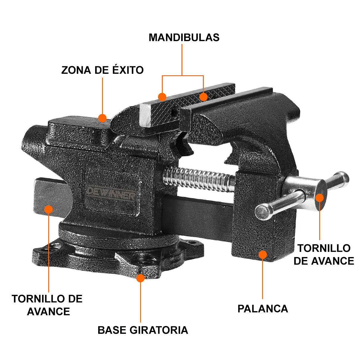Tornillo de banco de hierro fundido DEWINNER de 6 pulgadas