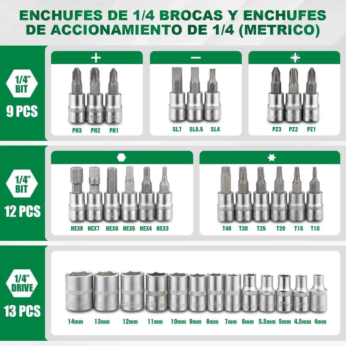DEWINNER De Herramientas Mecanica Dados Acerokit46 Pzas