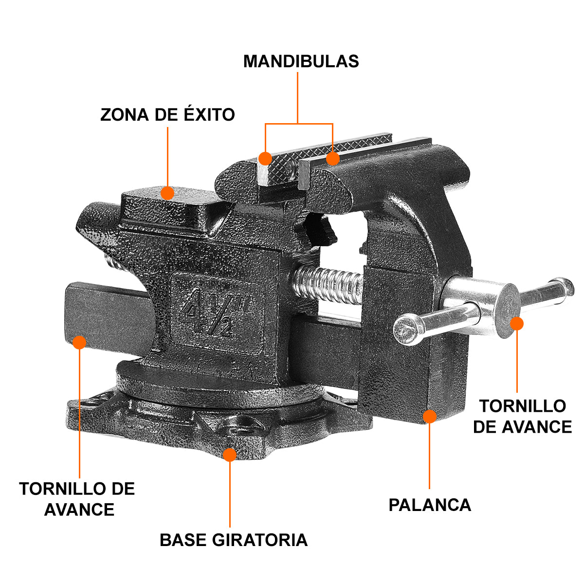 Tornillo de banco de hierro fundido DEWINNER de 4,5 pulgadas