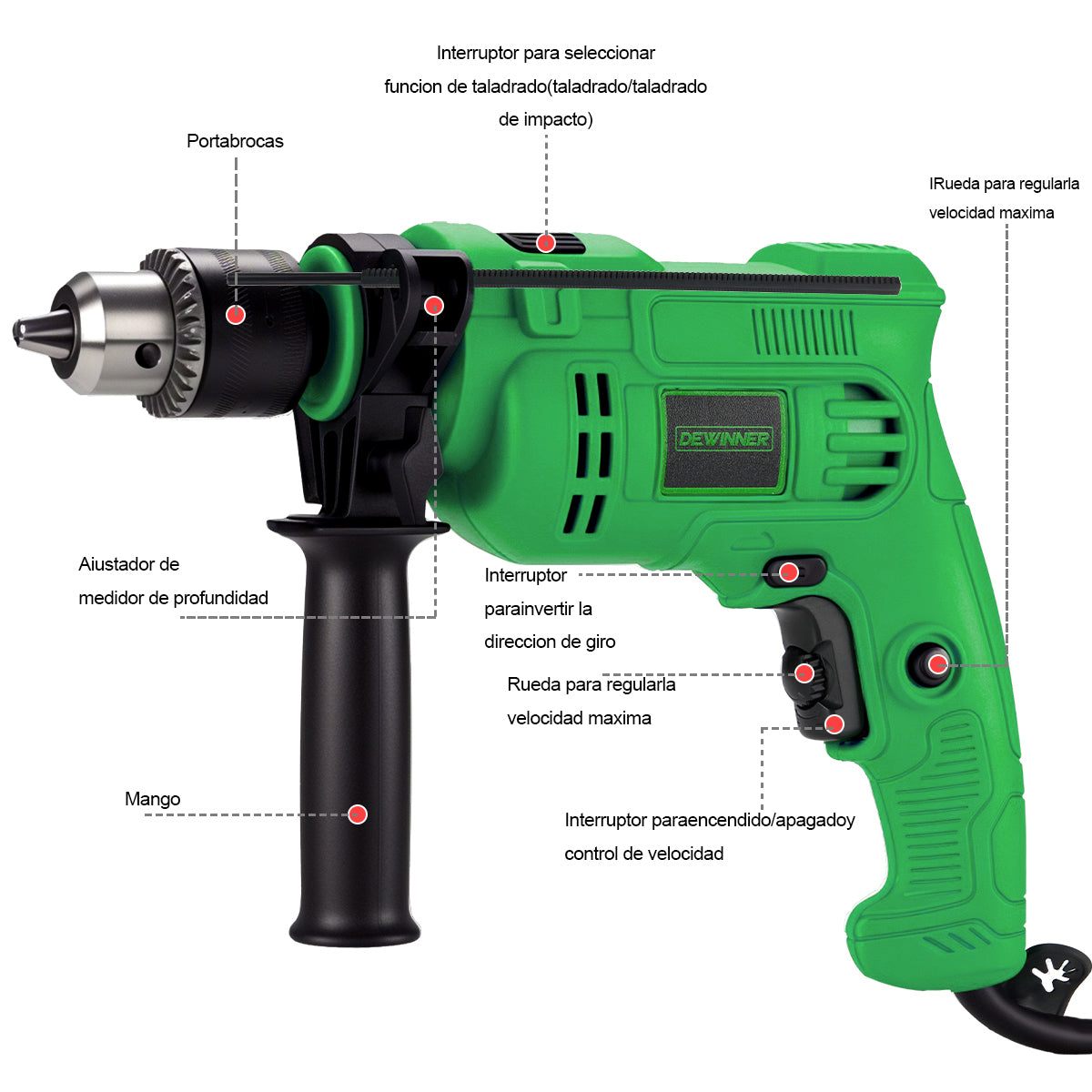 Taladro Dweinner Rotomartillo 1/2 Prof Dweinner ATS-0258