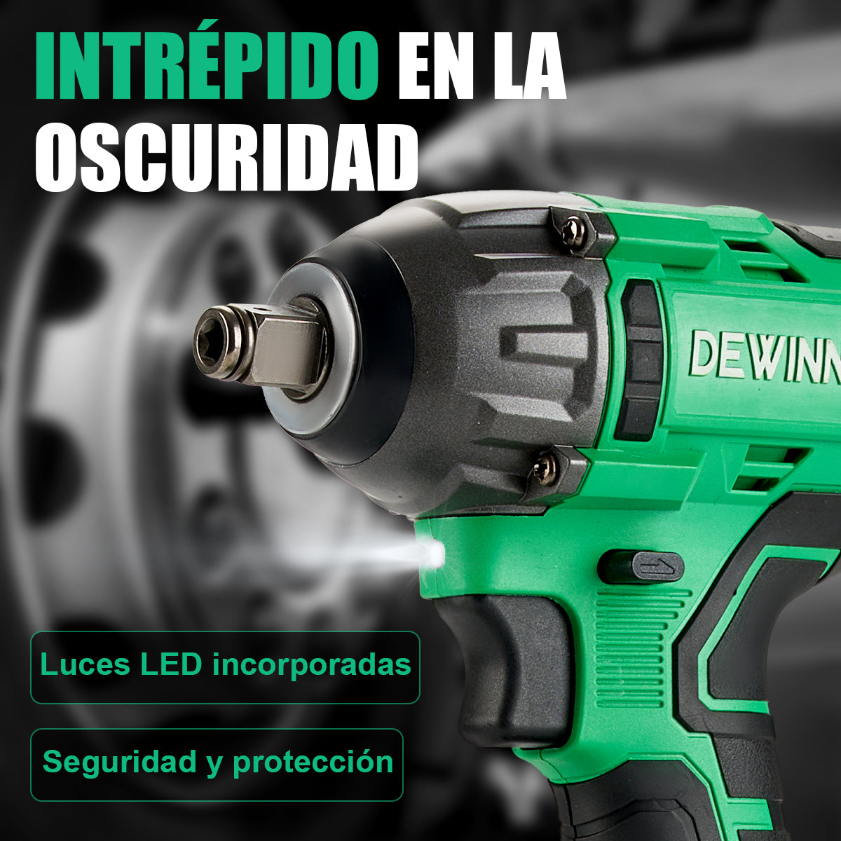 Llave De Impacto Inalámbrica De 1 Dados 320nm 1*4.0a 20v Bateria Dewinner