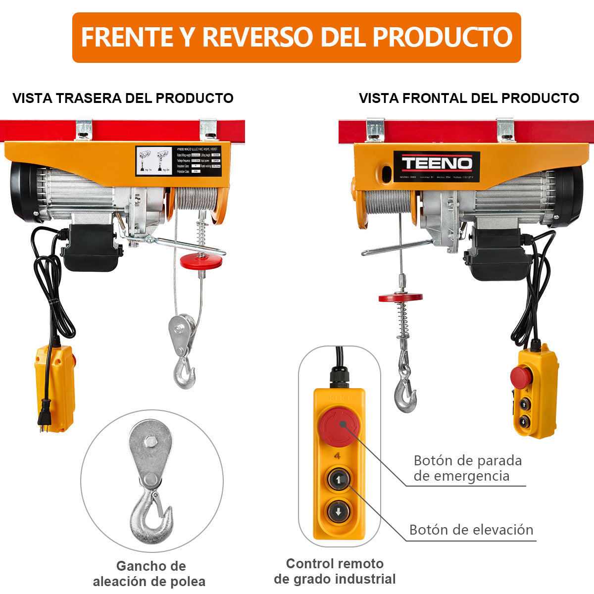 Polipasto Eléctrico Teeno De 800 Kilos 20m 110v Teeno