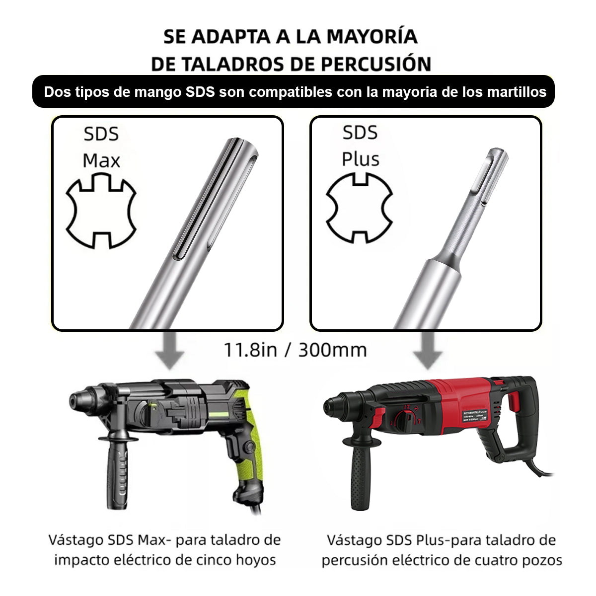 10 Brocas Pasamuros Sacabocas Para Sds Plus Y Max 35-110mm+ 6 Broas Concreto Con Estuche Dewinner