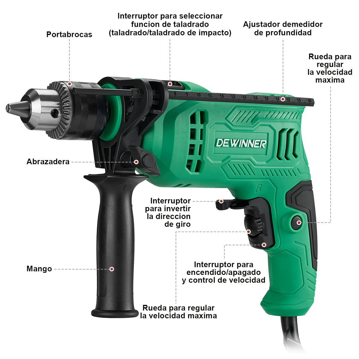 Taladro De Impacto 650w 1/2 Pulgadas Dewinner