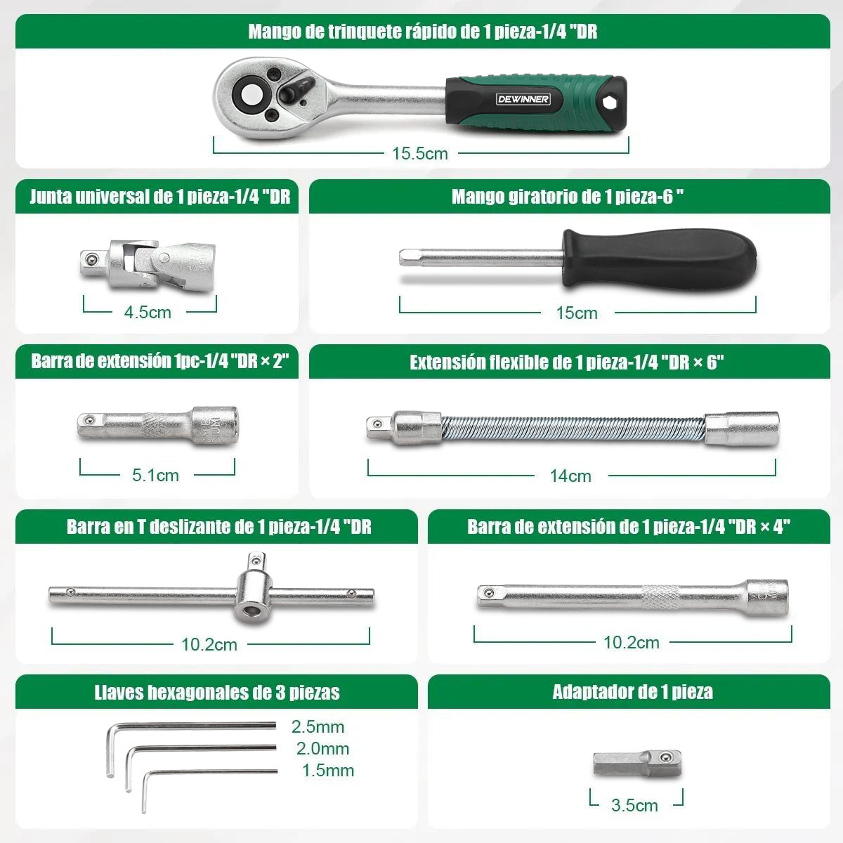 DEWINNER De Herramientas Mecanica Dados Acerokit46 Pzas