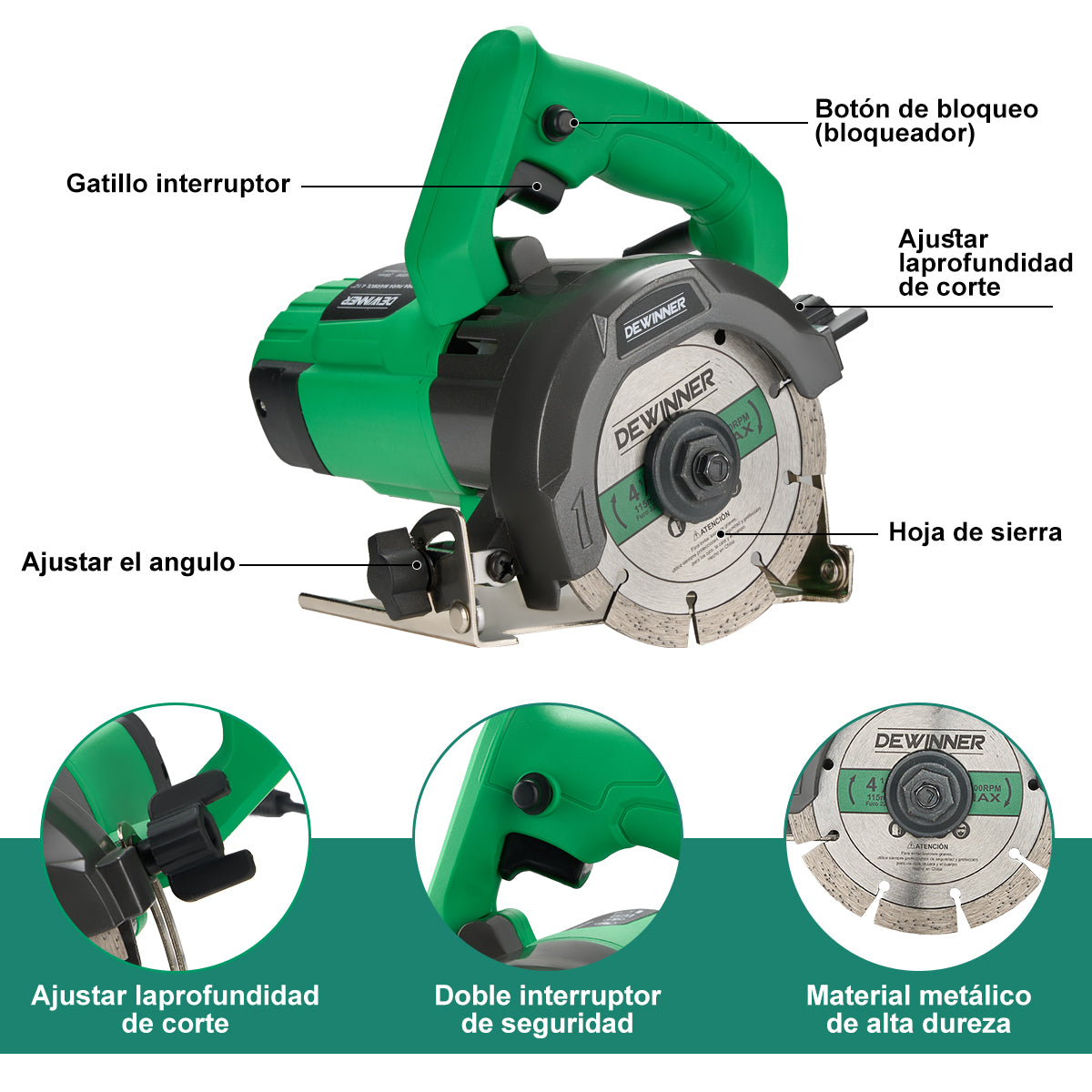 Cortadora para mármol 4-1/2" 1200 W 12G115 Dewinner