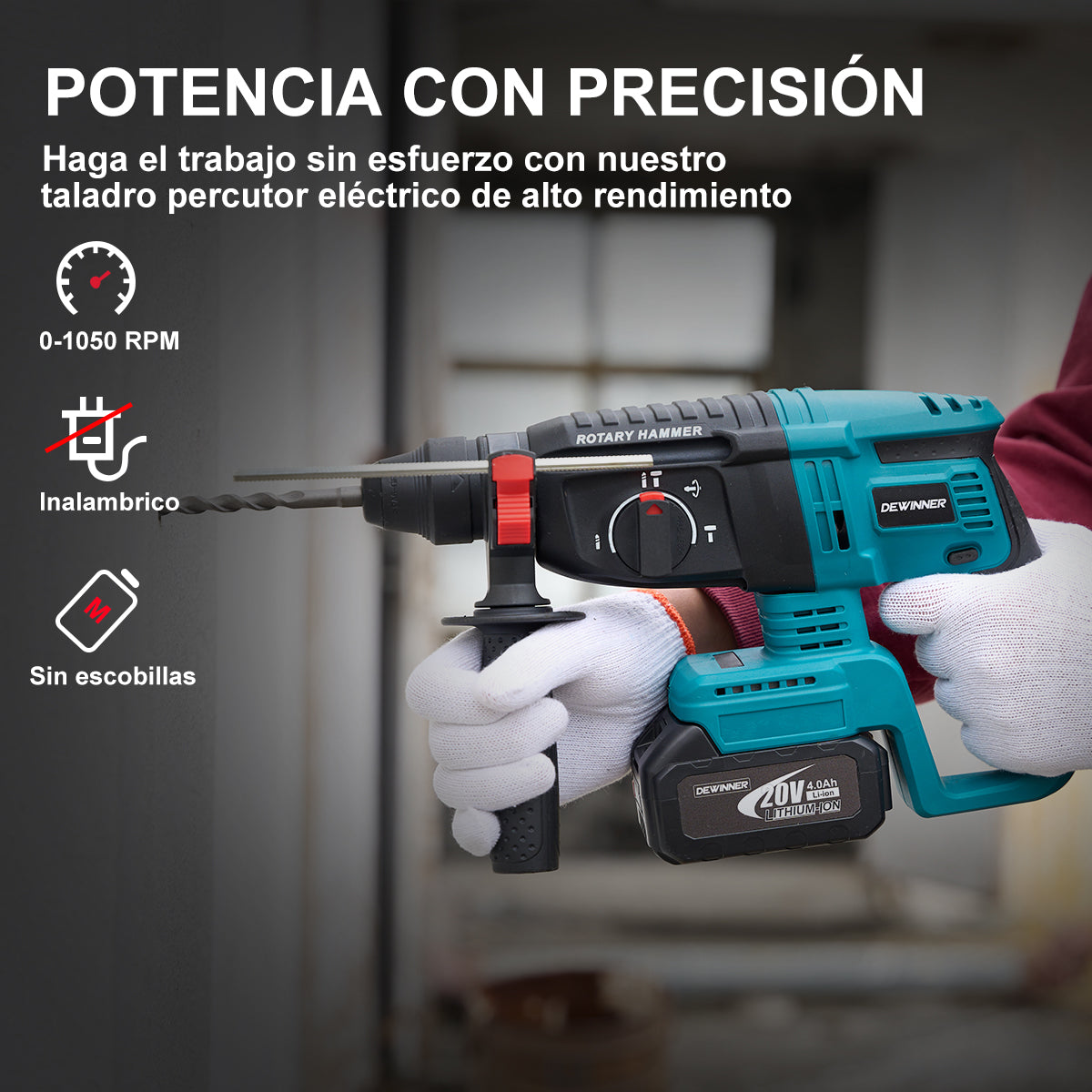 Rotomartillo Inalãmbrico Taladro Sds-plus 20v4ah Dweinner-LDQC2-26