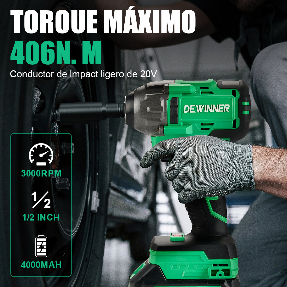 Llave De Impacto DEWINNER 3722 Inalámbrica De 20v 4ah