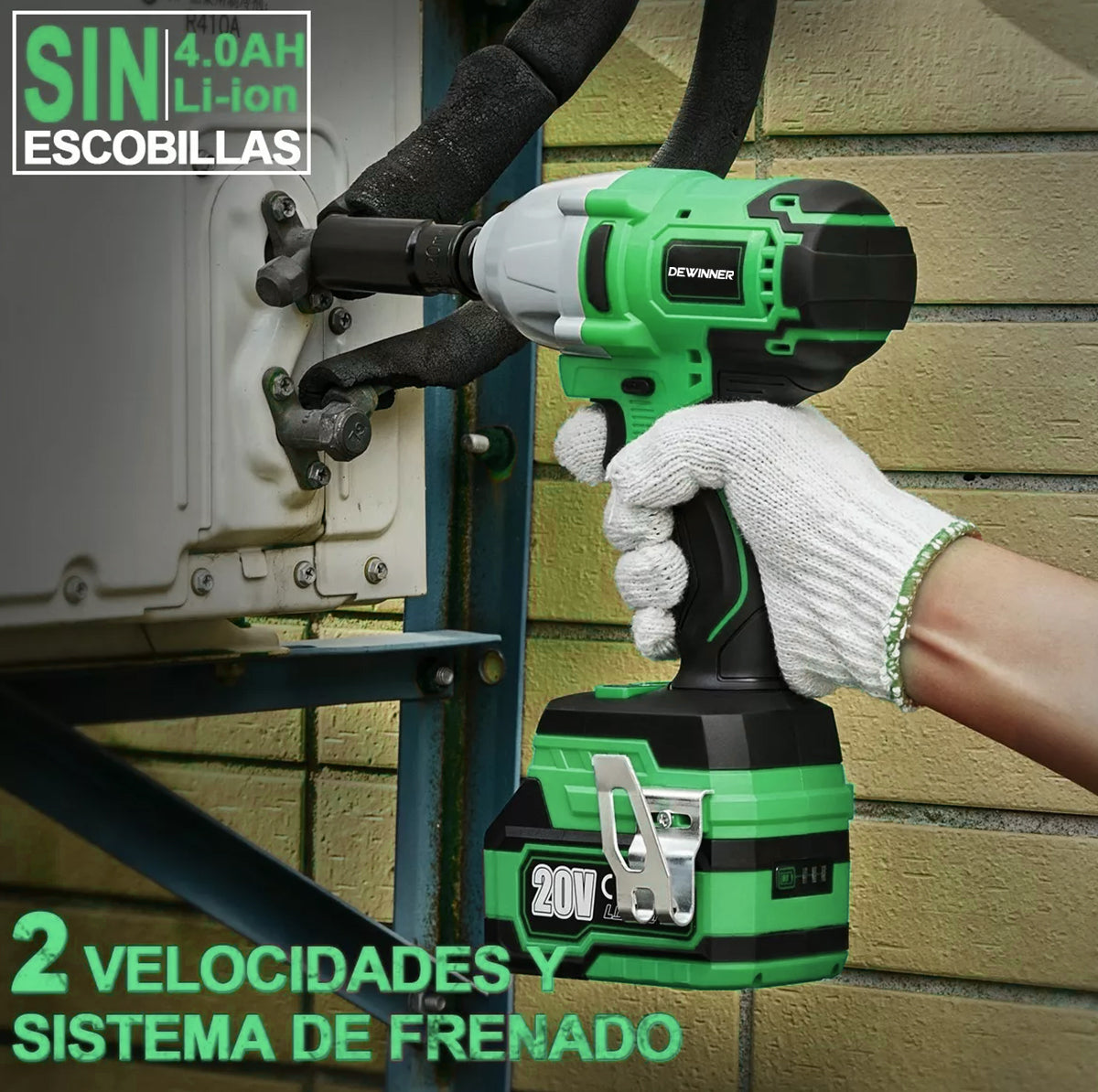 Llave De Impacto Inalámbrica DEWINNER 3758 2batería 4.0ah