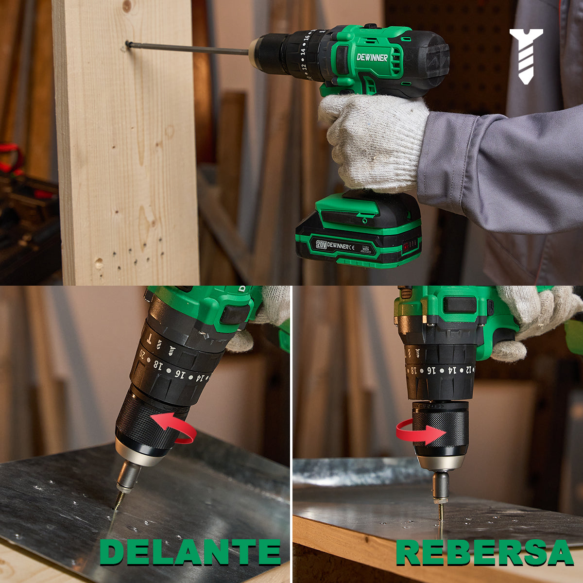 Taladro Rotomartillo 1/2 1*2.0ah Baterias Liti 20v DEWINNER-916