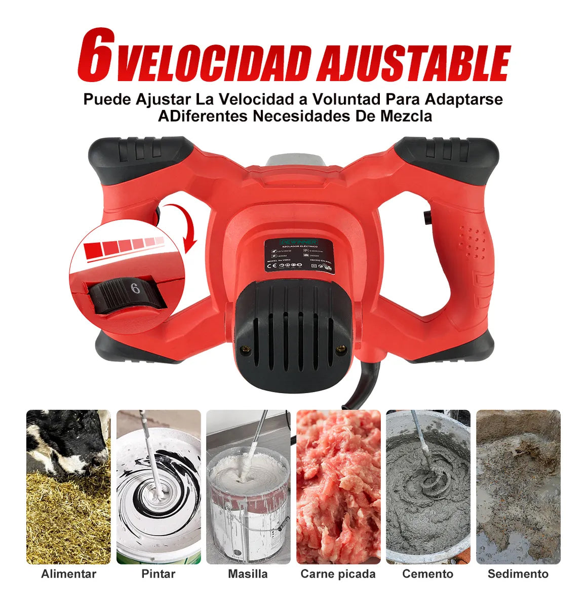 Mezcladora Eléctrica De Cemento/pintura DEWINNER 6 Velocidade