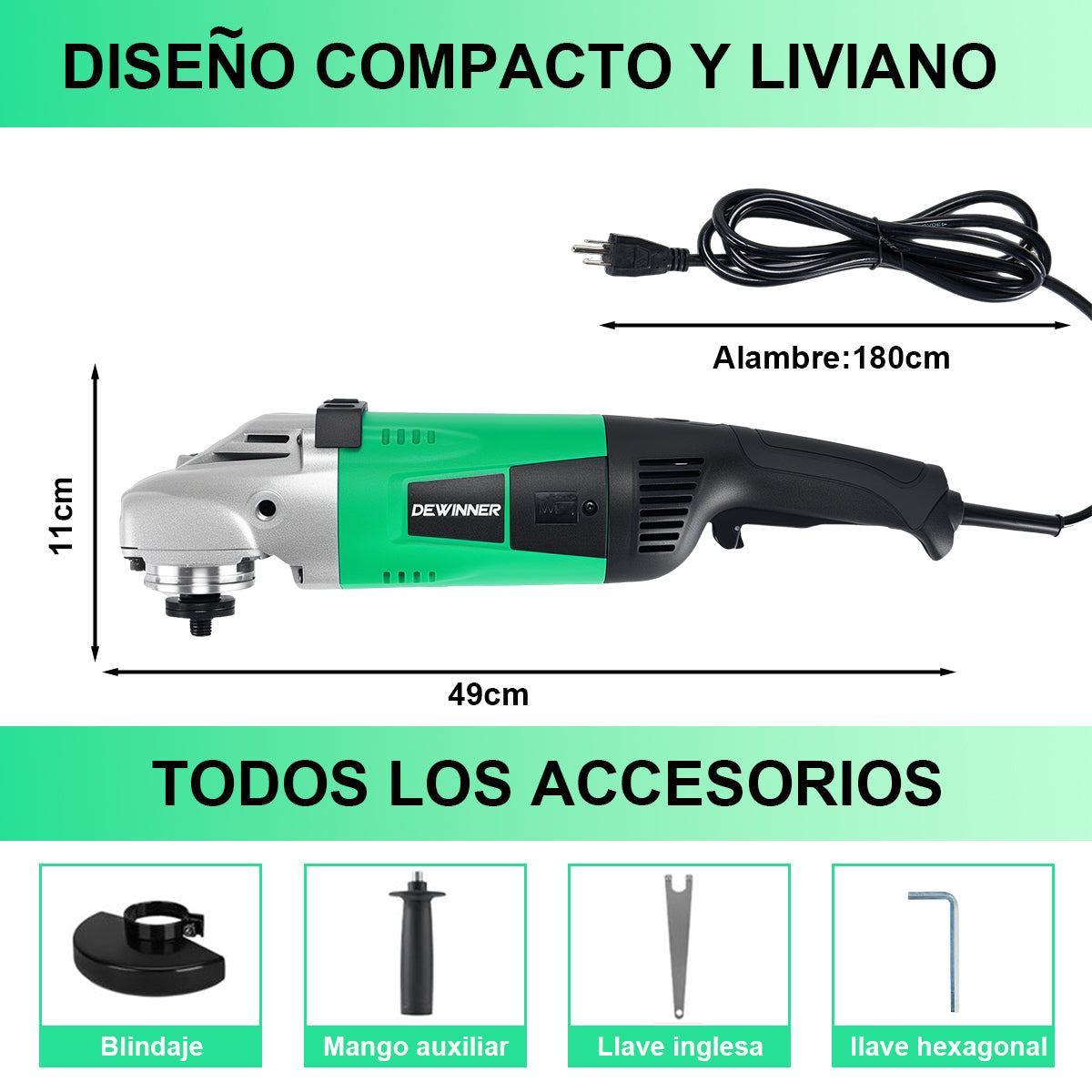 amoladora angular de 7 pulgadas y 2200 W