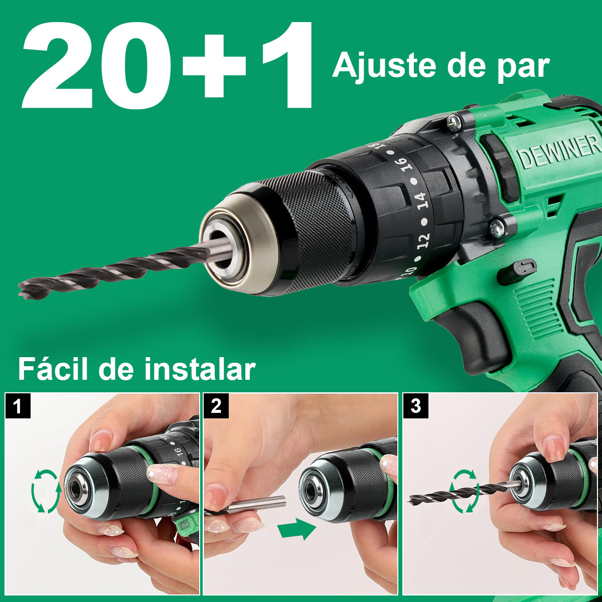 Taladro Rotomartillo 1/2 DEWINNER Sin Escobillas 912