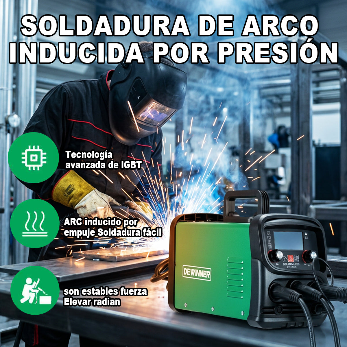 Máquina De Soldar Profesional Dewinner – MIG/MMA-250 (110V–220V)