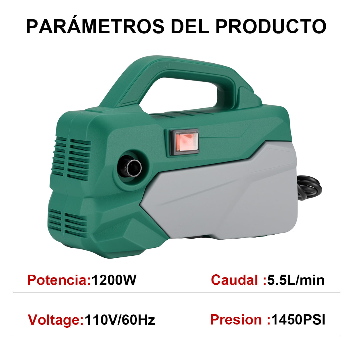 DEWINNER Lavadora de autos eléctrica portátil de alta presión de 1200 W