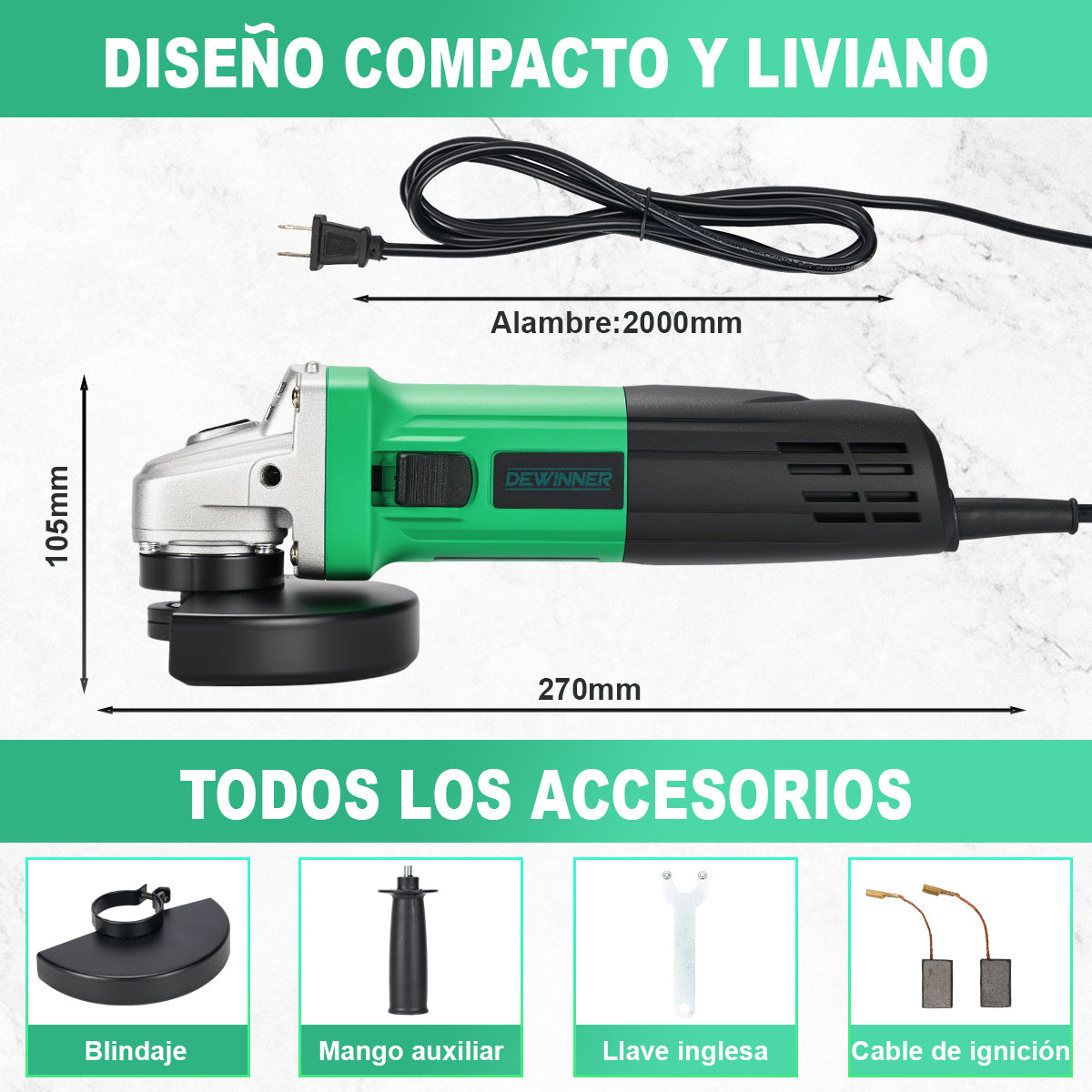 Esmeriladora Profesional 4-1/2 Pulgdas 800w Dewinner