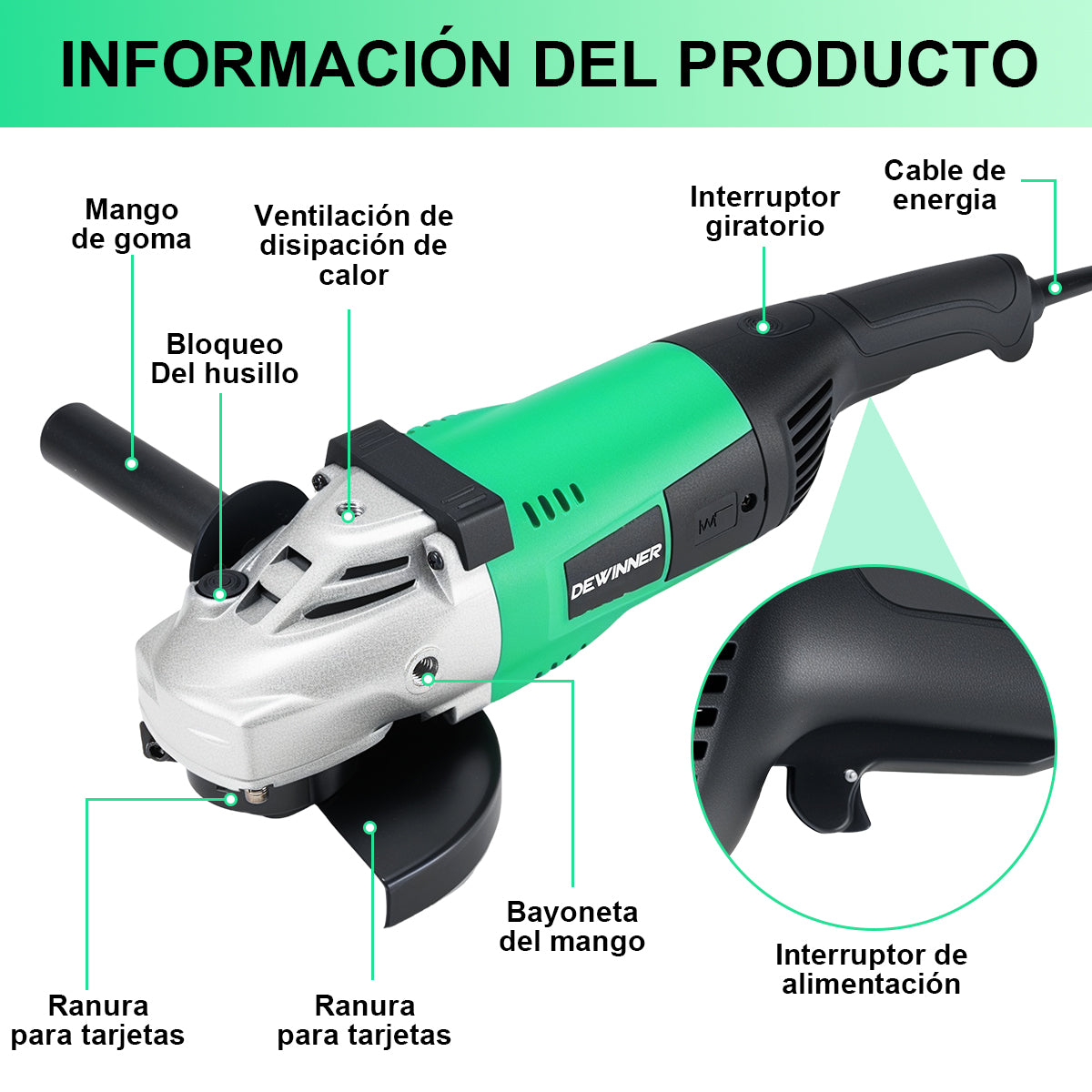 amoladora angular de 7 pulgadas y 2200 W