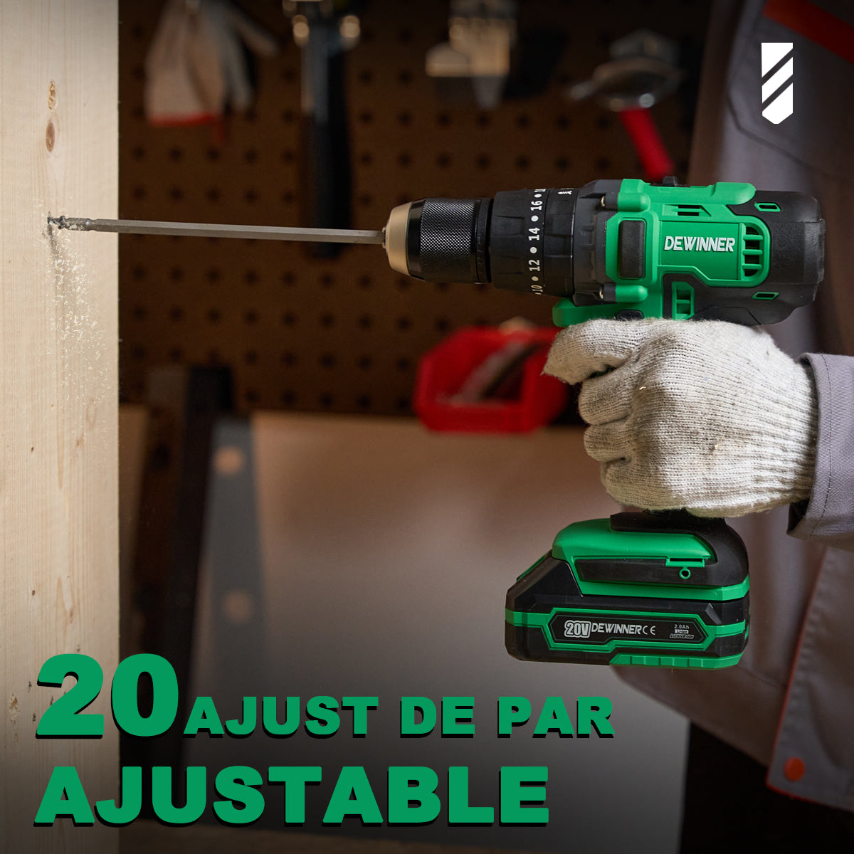 Taladro Rotomartillo 1/2 1*2.0ah Baterias Liti 20v DEWINNER-916