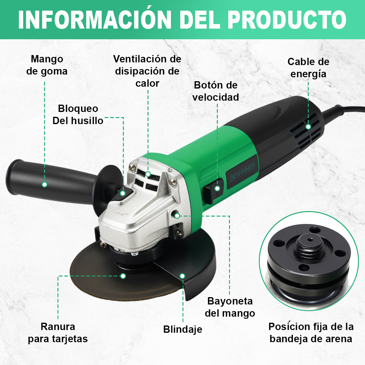 Esmeriladora Profesional 4-1/2 Pulgdas 800w Dewinner