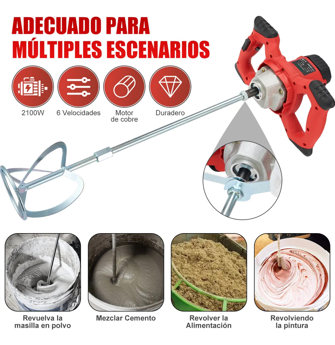 Mezcladora Eléctrica De Cemento/pintura DEWINNER 6 Velocidade