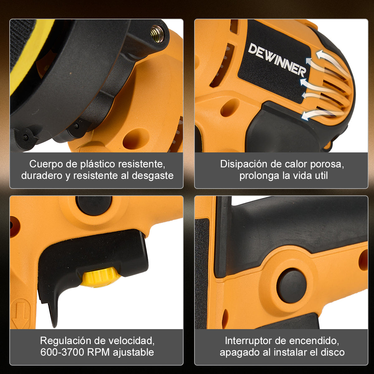 Pulidora eléctrica para coches DEWINNER DW-6401 de 700 W