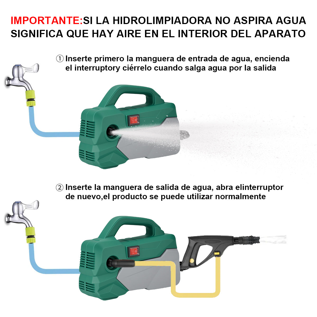 DEWINNER Lavadora de autos eléctrica portátil de alta presión de 1200 W