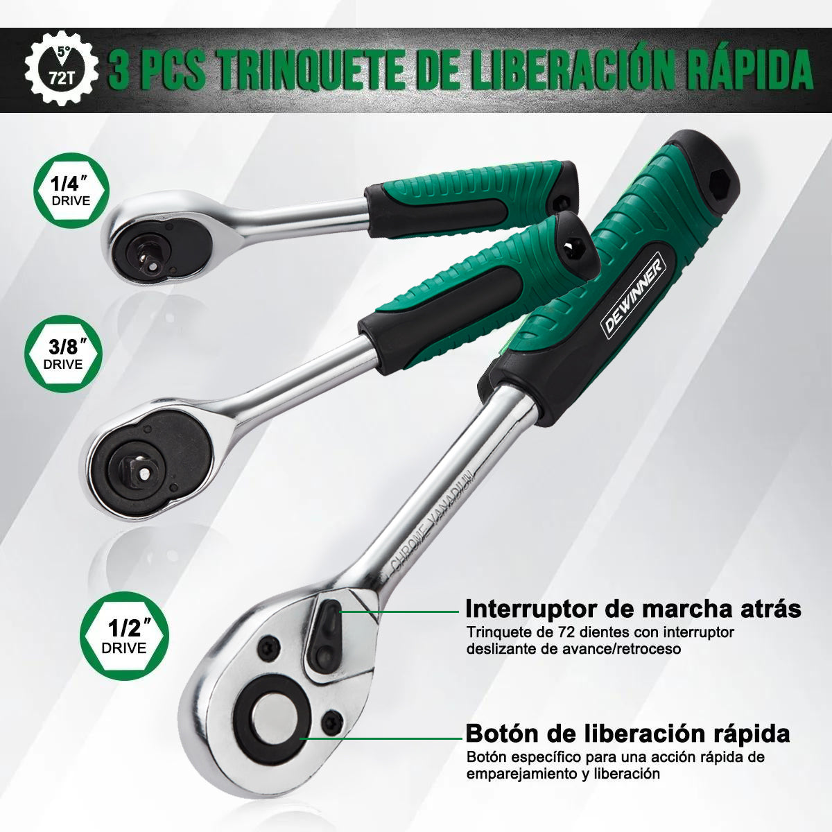 DEWINNER De Herramientas Mecanica Dados Acerokit121 Pzas