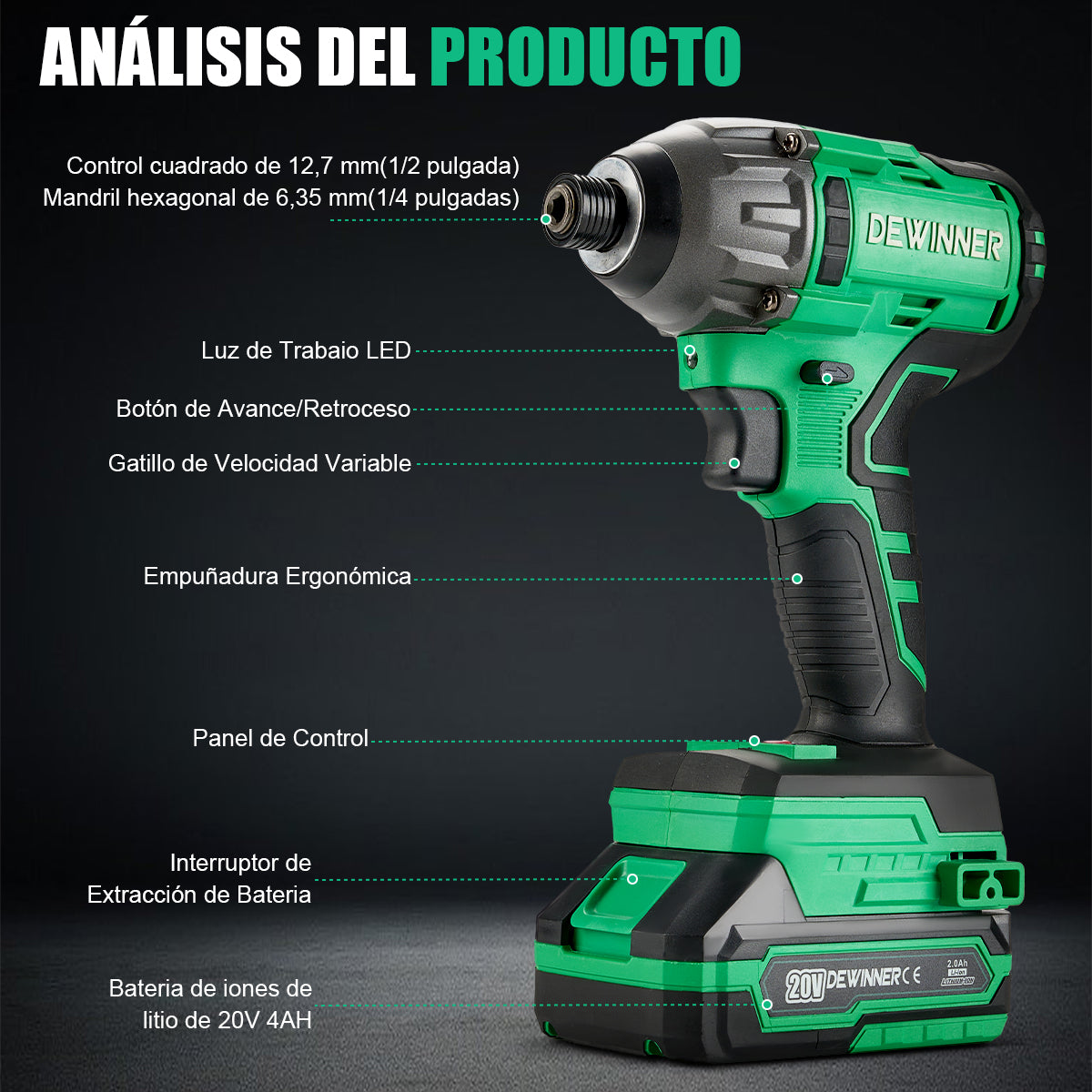 Atornillad De lmpacto DEWINNER3722