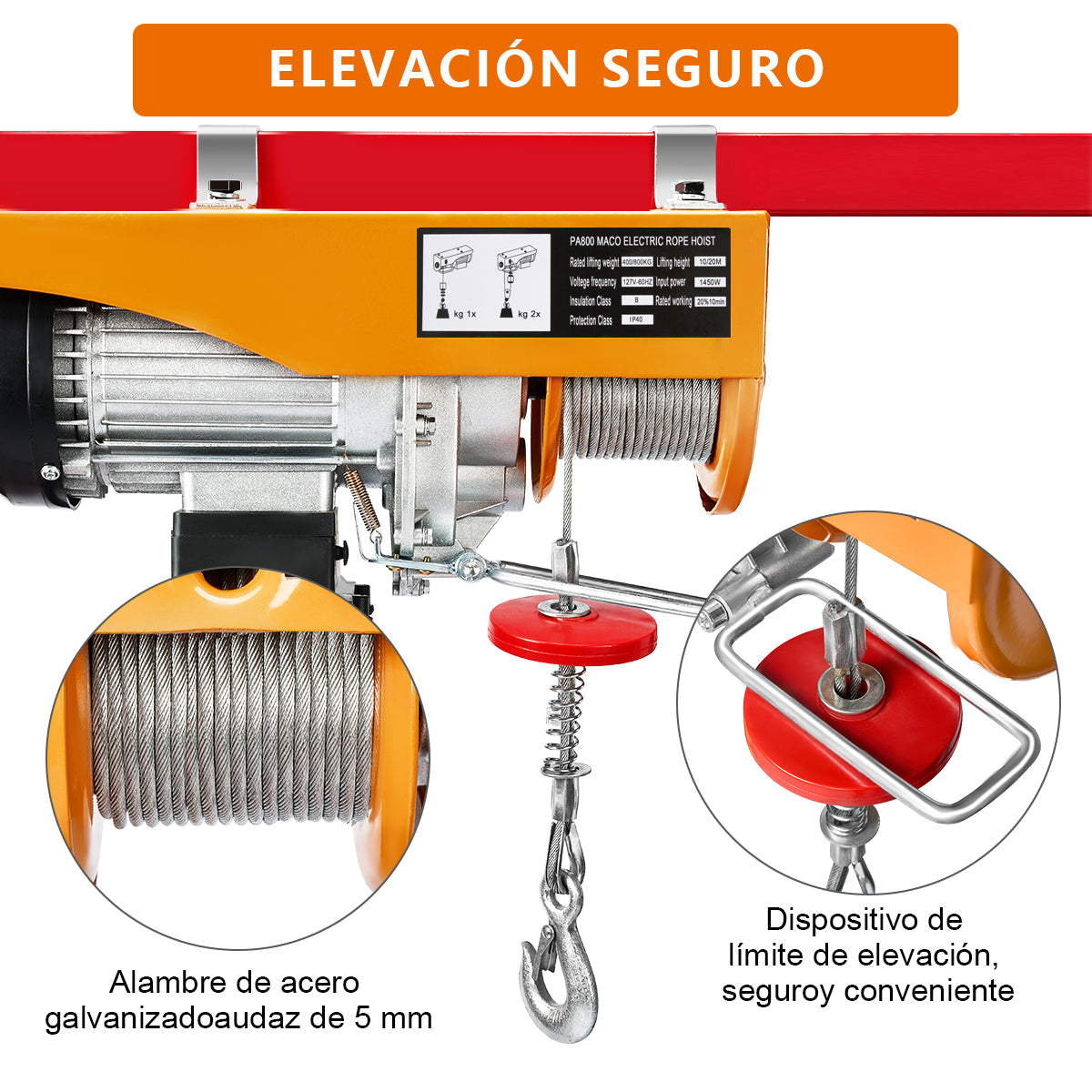 Polipasto Eléctrico Teeno De 800 Kilos 20m 110v Teeno