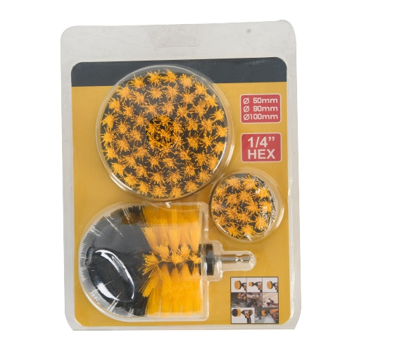 Juego de tres piezas de cepillos para taladro