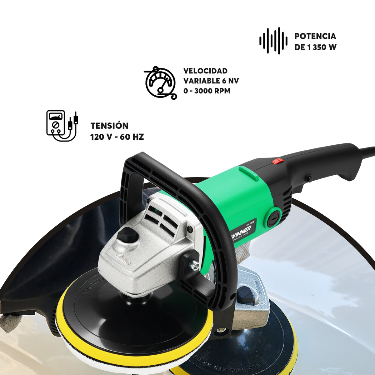 Pulidora Industrial 7 Pulgadas 1200w DEWINNER